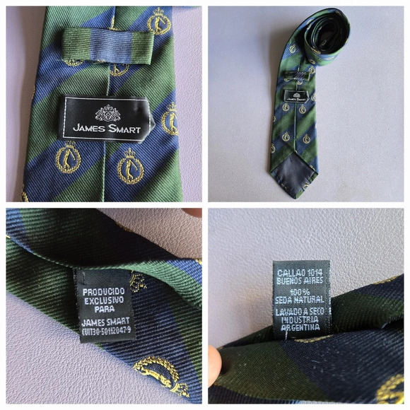 Bundle of 4 Vintage 100% Silk Men's Tie Italian and Angentinian Preppy Classic - Picture 7 of 9